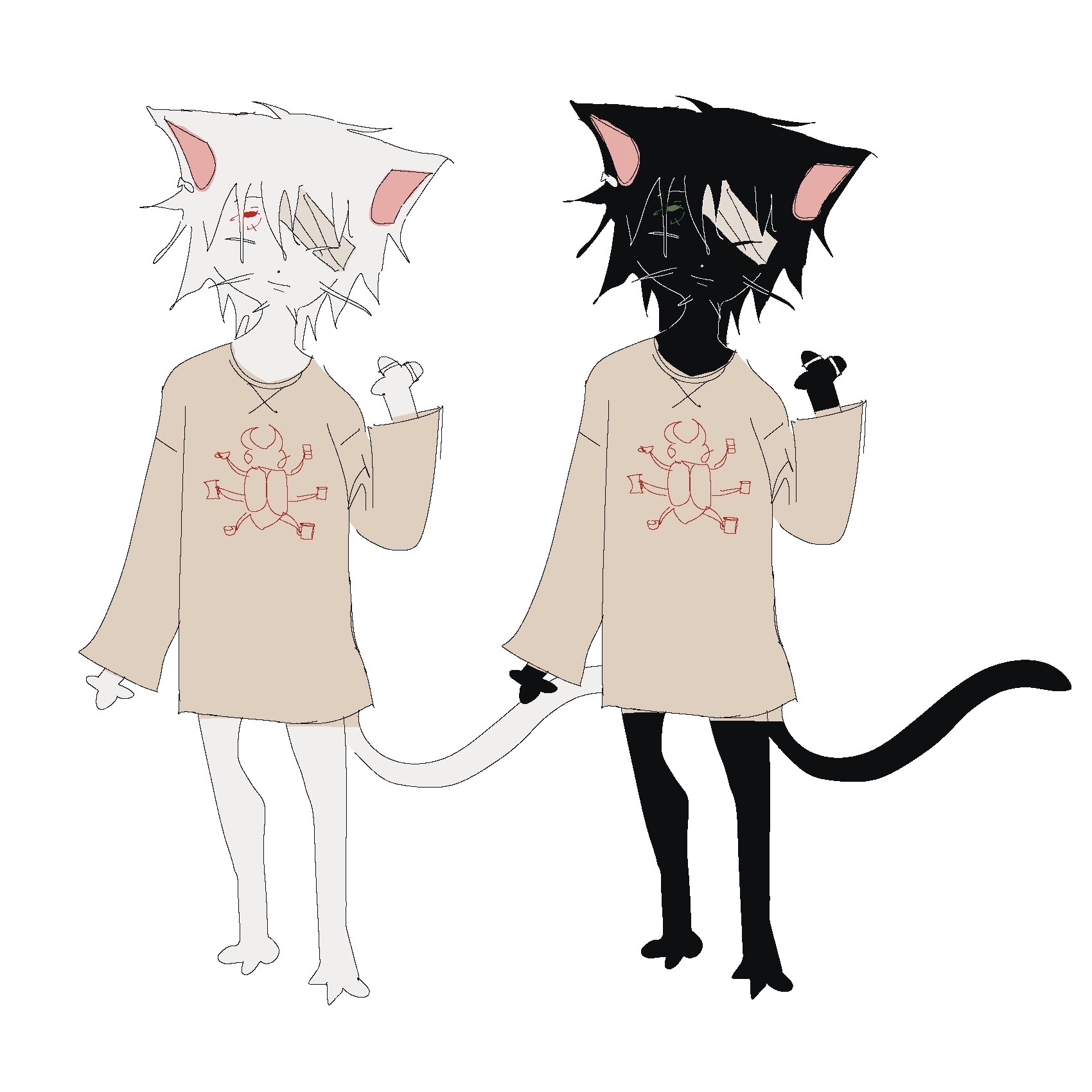 OG cat design, one white cat, one black cat